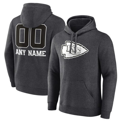 Kansas City Chiefs Personalized Name & Number Monochrome Pullover Hoodie – Charcoal