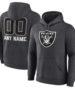 Las Vegas Raiders Personalized Name & Number Monochrome Pullover Hoodie – Charcoal