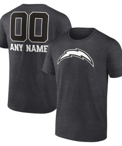 Los Angeles Chargers Personalized Name & Number Monochrome T-Shirt – Charcoal