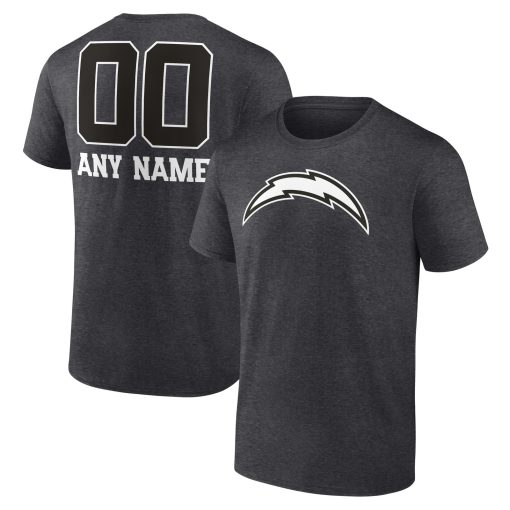 Los Angeles Chargers Personalized Name & Number Monochrome T-Shirt – Charcoal