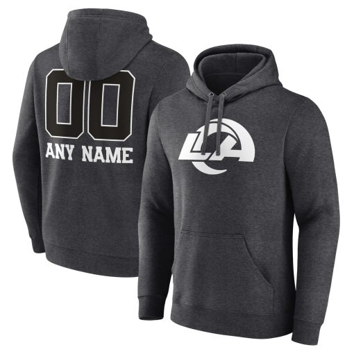Los Angeles Rams Personalized Name & Number Monochrome Pullover Hoodie – Charcoal
