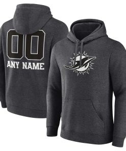 Miami Dolphins Personalized Name & Number Monochrome Pullover Hoodie – Charcoal