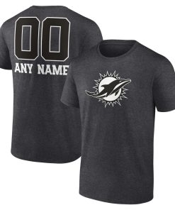 Miami Dolphins Personalized Name & Number Monochrome T-Shirt – Charcoal
