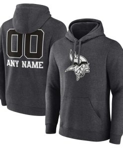 Minnesota Vikings Personalized Name & Number Monochrome Pullover Hoodie – Charcoal