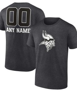 Minnesota Vikings Personalized Name & Number Monochrome T-Shirt – Charcoal
