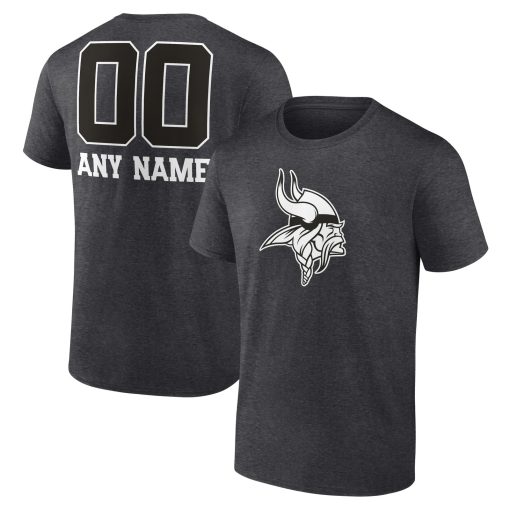 Minnesota Vikings Personalized Name & Number Monochrome T-Shirt – Charcoal