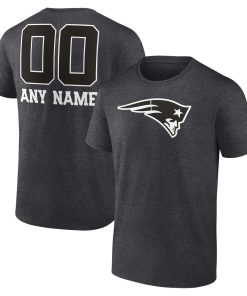New England Patriots Personalized Name & Number Monochrome T-Shirt – Charcoal