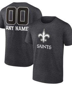 New Orleans Saints Personalized Name & Number Monochrome T-Shirt – Charcoal