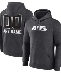 New York Jets Personalized Name & Number Monochrome Pullover Hoodie – Charcoal