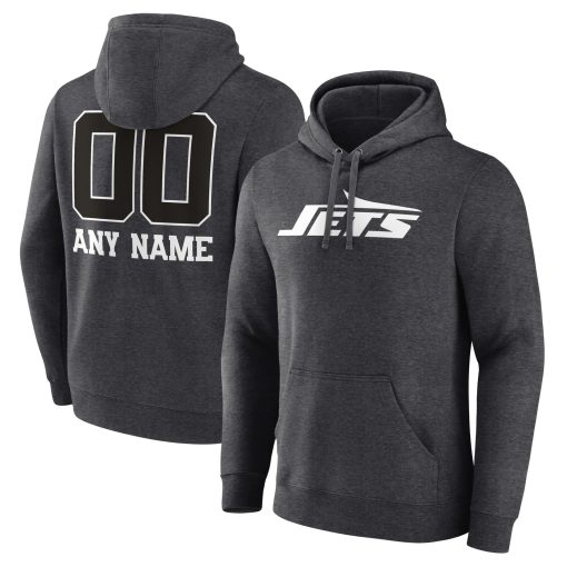 New York Jets Personalized Name & Number Monochrome Pullover Hoodie – Charcoal