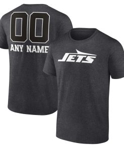 New York Jets Personalized Name & Number Monochrome T-Shirt – Charcoal
