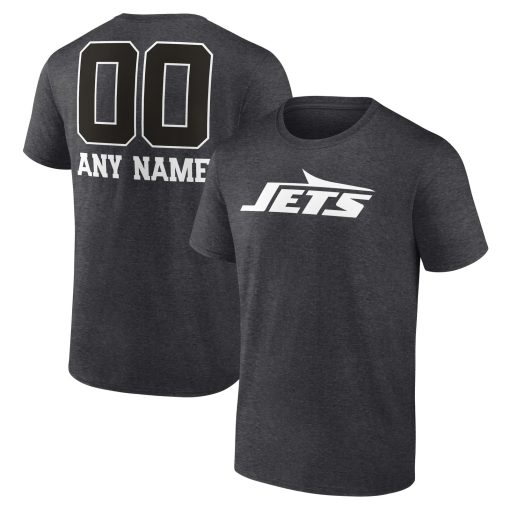 New York Jets Personalized Name & Number Monochrome T-Shirt – Charcoal