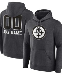 Pittsburgh Steelers Personalized Name & Number Monochrome Pullover Hoodie – Charcoal