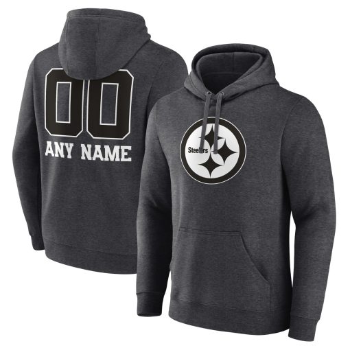 Pittsburgh Steelers Personalized Name & Number Monochrome Pullover Hoodie – Charcoal