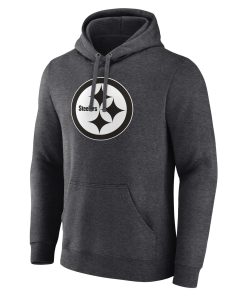 Alternative view of Pittsburgh Steelers Personalized Name & Number Monochrome Pullover Hoodie – Charcoal