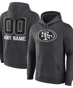San Francisco 49ers Personalized Name & Number Monochrome Pullover Hoodie – Charcoal