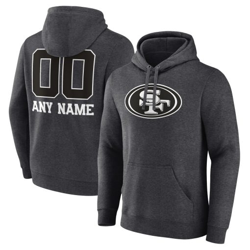 San Francisco 49ers Personalized Name & Number Monochrome Pullover Hoodie – Charcoal