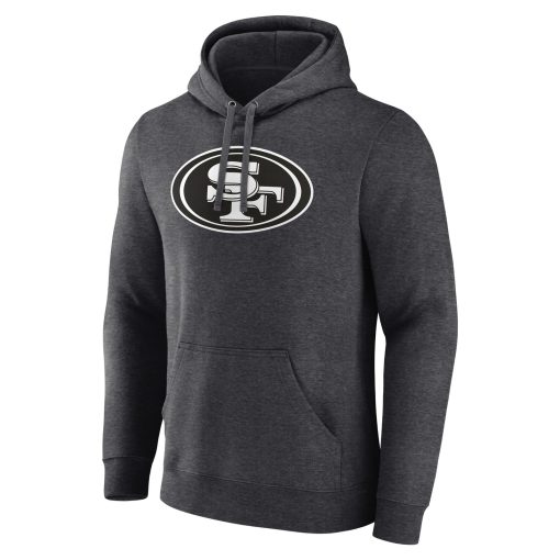 San Francisco 49ers Personalized Name & Number Monochrome Pullover Hoodie – Charcoal - Image 2