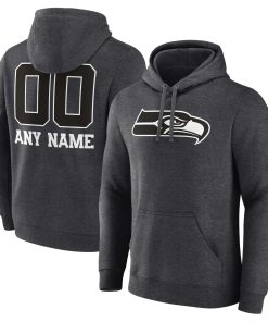 Seattle Seahawks Personalized Name & Number Monochrome Pullover Hoodie – Charcoal