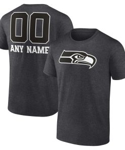 Seattle Seahawks Personalized Name & Number Monochrome T-Shirt – Charcoal