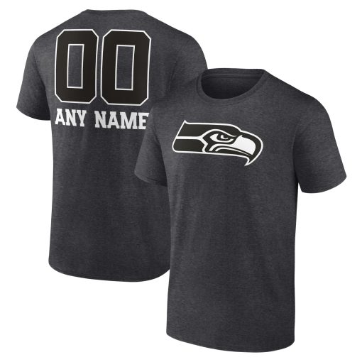 Seattle Seahawks Personalized Name & Number Monochrome T-Shirt – Charcoal
