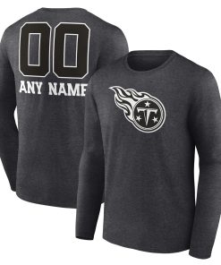Tennessee Titans Personalized Name & Number Monochrome Long Sleeve T-Shirt – Charcoal