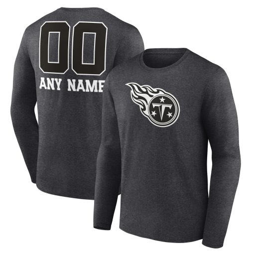 Tennessee Titans Personalized Name & Number Monochrome Long Sleeve T-Shirt – Charcoal