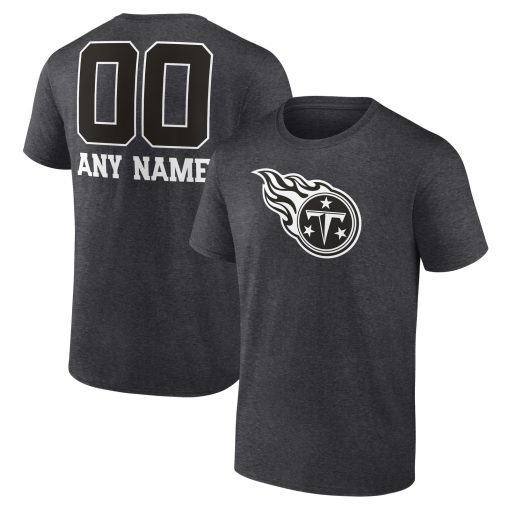 Tennessee Titans Personalized Name & Number Monochrome T-Shirt – Charcoal