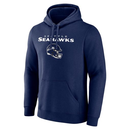 Seattle Seahawks Personalized Name & Number Team Wordmark Pullover Hoodie – College Navy - Image 2