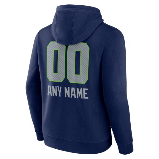 Seattle Seahawks Personalized Name & Number Team Wordmark Pullover Hoodie – College Navy - Image 3
