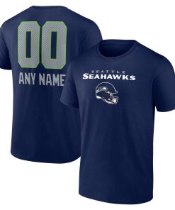 Seattle Seahawks Personalized Name & Number Team Wordmark T-Shirt – College Navy