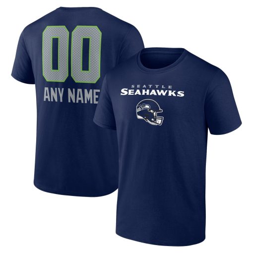 Seattle Seahawks Personalized Name & Number Team Wordmark T-Shirt – College Navy