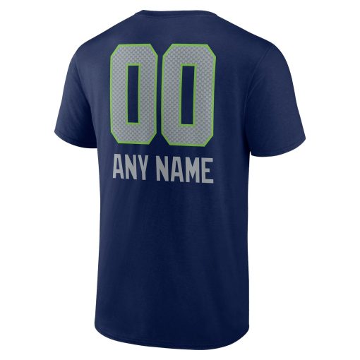 Seattle Seahawks Personalized Name & Number Team Wordmark T-Shirt – College Navy - Image 3