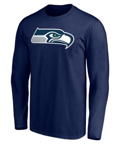 Alternative view of Seattle Seahawks Team Authentic Personalized Name & Number Long Sleeve T-Shirt – College Navy