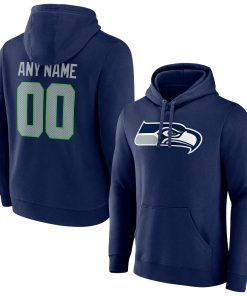 Seattle Seahawks Team Authentic Personalized Name & Number Pullover Hoodie – College Navy