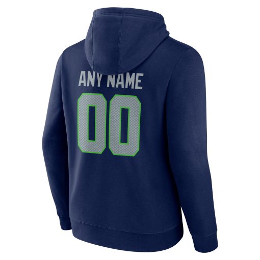 Seattle Seahawks Team Authentic Personalized Name & Number Pullover Hoodie – College Navy - Image 3
