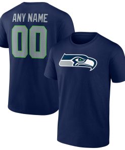 Seattle Seahawks Team Authentic Personalized Name & Number T-Shirt – College Navy