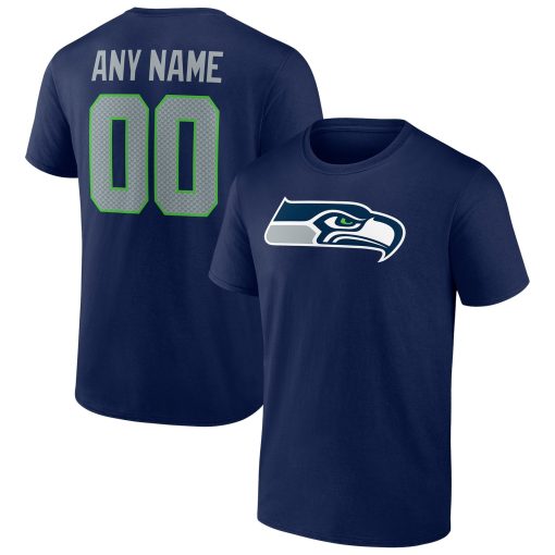 Seattle Seahawks Team Authentic Personalized Name & Number T-Shirt – College Navy