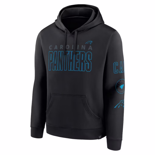 Carolina Panthers Fanatics Blackout Pullover Hoodie – Black - Image 2