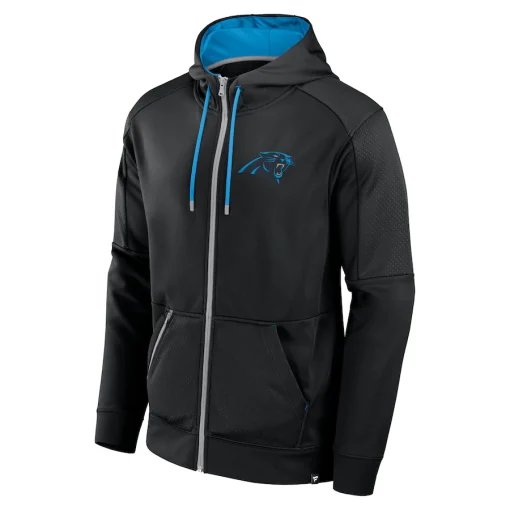 Carolina Panthers Fanatics Defender Full-Zip Hoodie – Black - Image 2