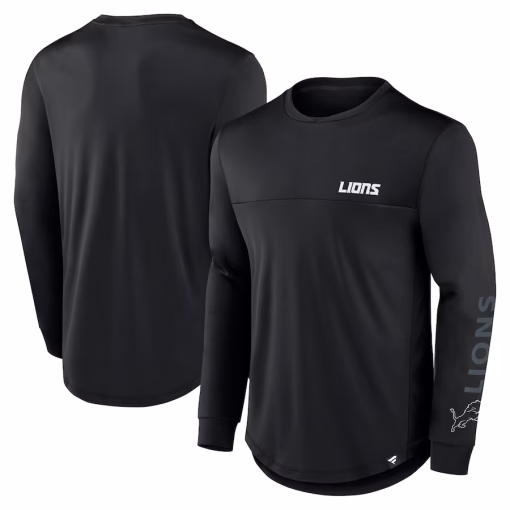 Detroit Lions Fanatics Blackout Long Sleeve T-Shirt – Black