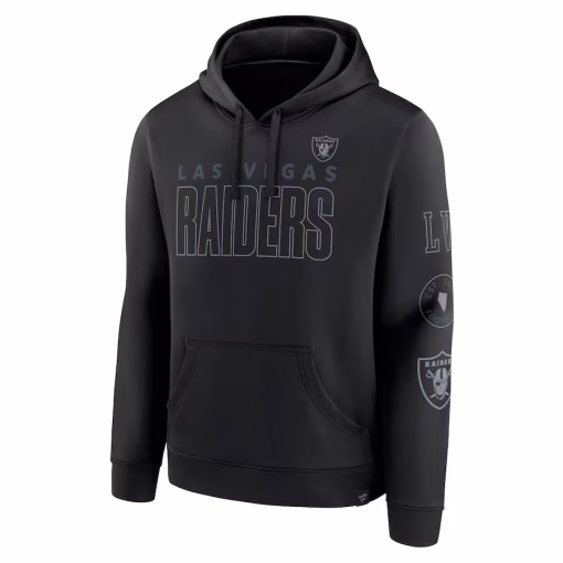 Las Vegas Raiders Fanatics Blackout Pullover Hoodie – Black - Image 2