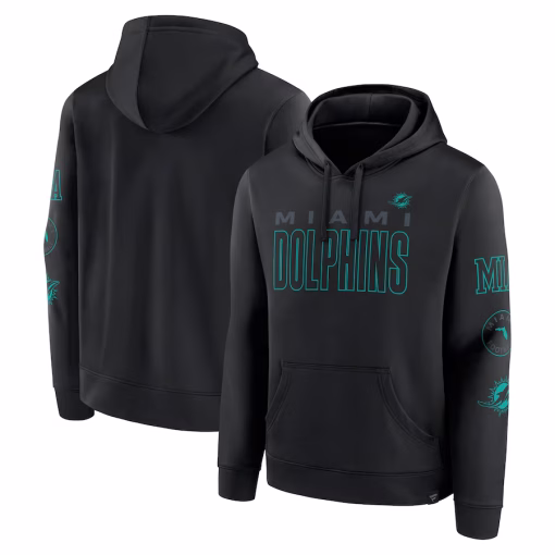Miami Dolphins Fanatics Blackout Pullover Hoodie – Black