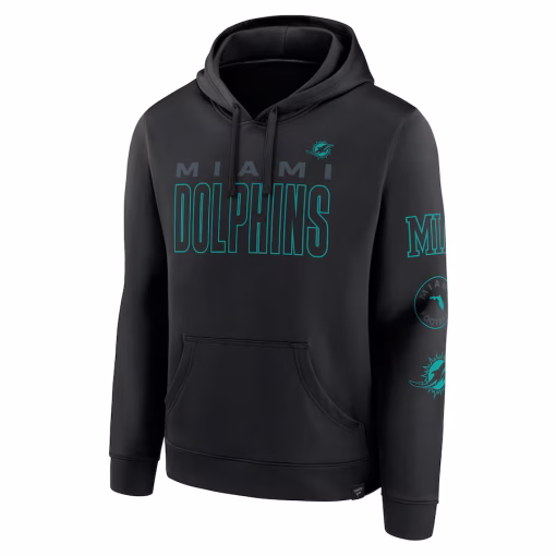 Miami Dolphins Fanatics Blackout Pullover Hoodie – Black - Image 2