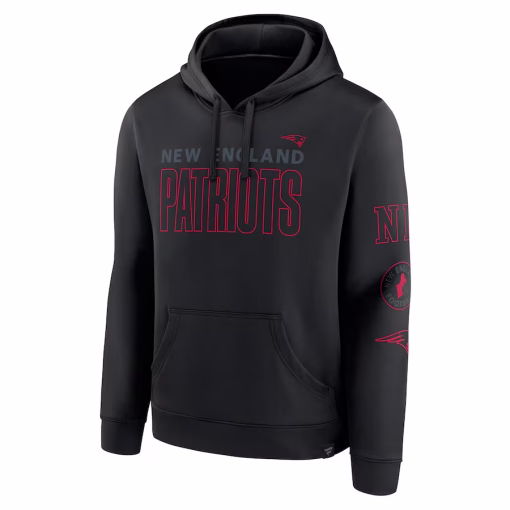 New England Patriots Fanatics Blackout Pullover Hoodie – Black - Image 2