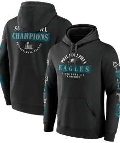 Philadelphia Eagles Fanatics Super Bowl LIX Champions Pullover Hoodie – Black