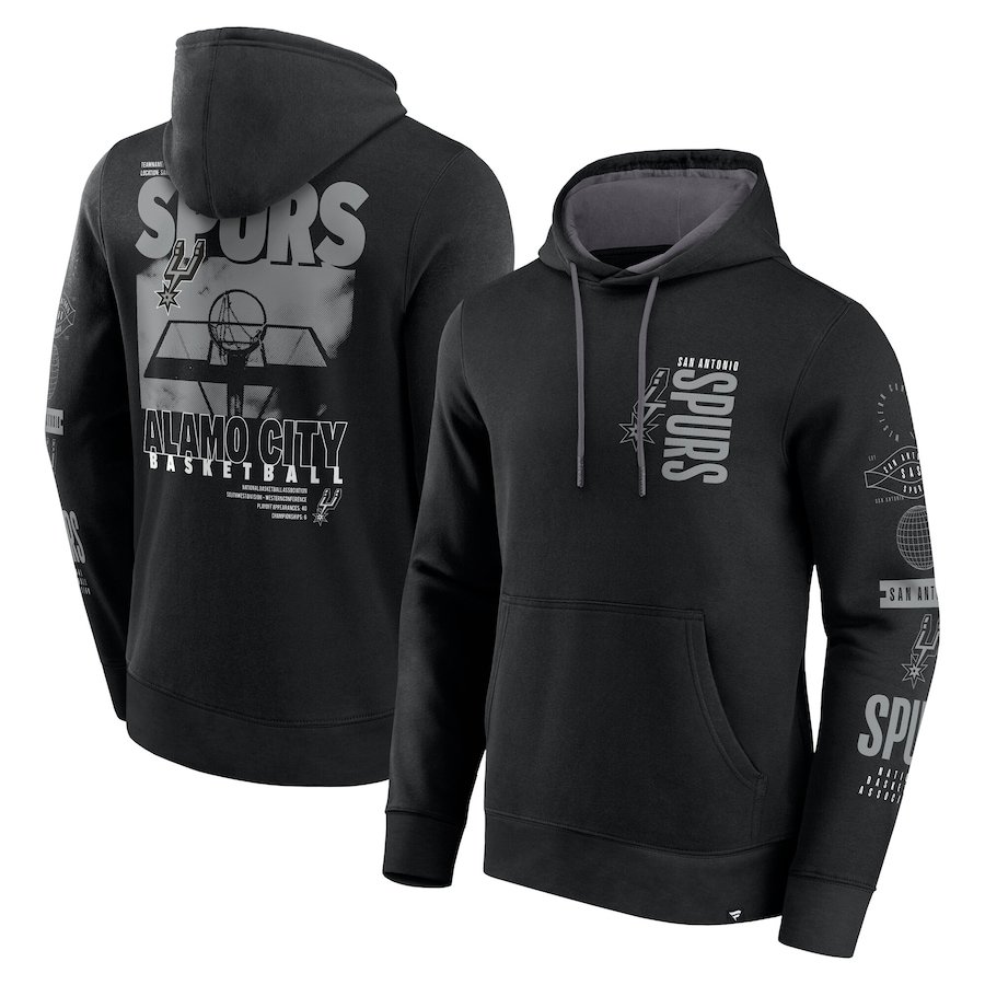 San Antonio Spurs Fanatics Game Time Crossover Pullover Hoodie – Black