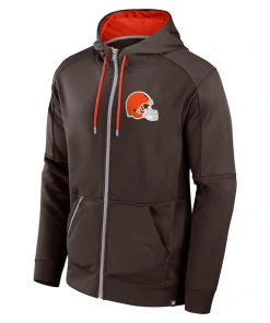 Alternative view of Cleveland Browns Fanatics Defender Full-Zip Hoodie – Brown