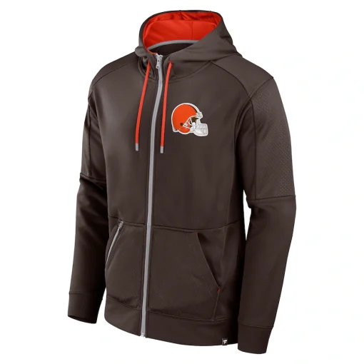 Cleveland Browns Fanatics Defender Full-Zip Hoodie – Brown - Image 2