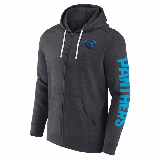 Carolina Panthers Fanatics Down and Distance Full-Zip Hoodie – Heather Charcoal - Image 2